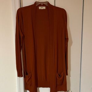 PINQUE Front Pocket Ribbed Trim Cardigan